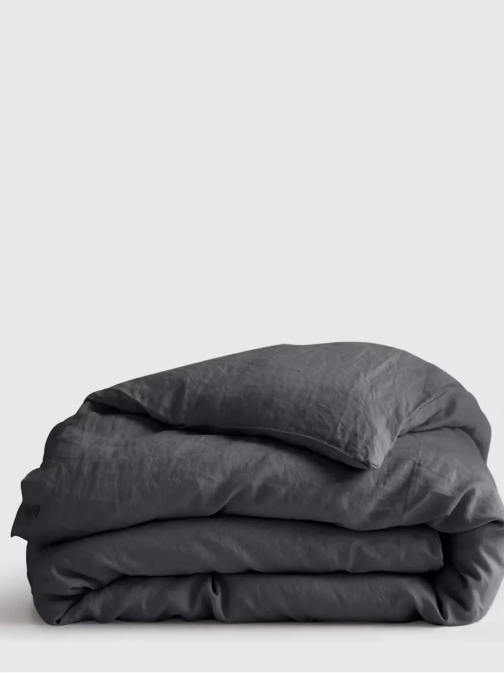 Washed Linen Duvet Cover Set - Charcoal 2 standard shams